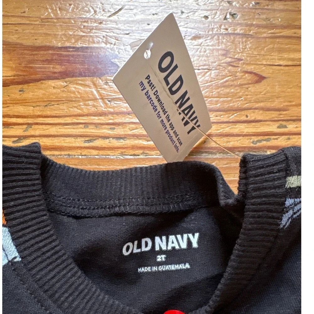 Old Navy Dinosaur Long Sleeve Shirt Kids Black Graphic Print NWT SIZE 2T‎
